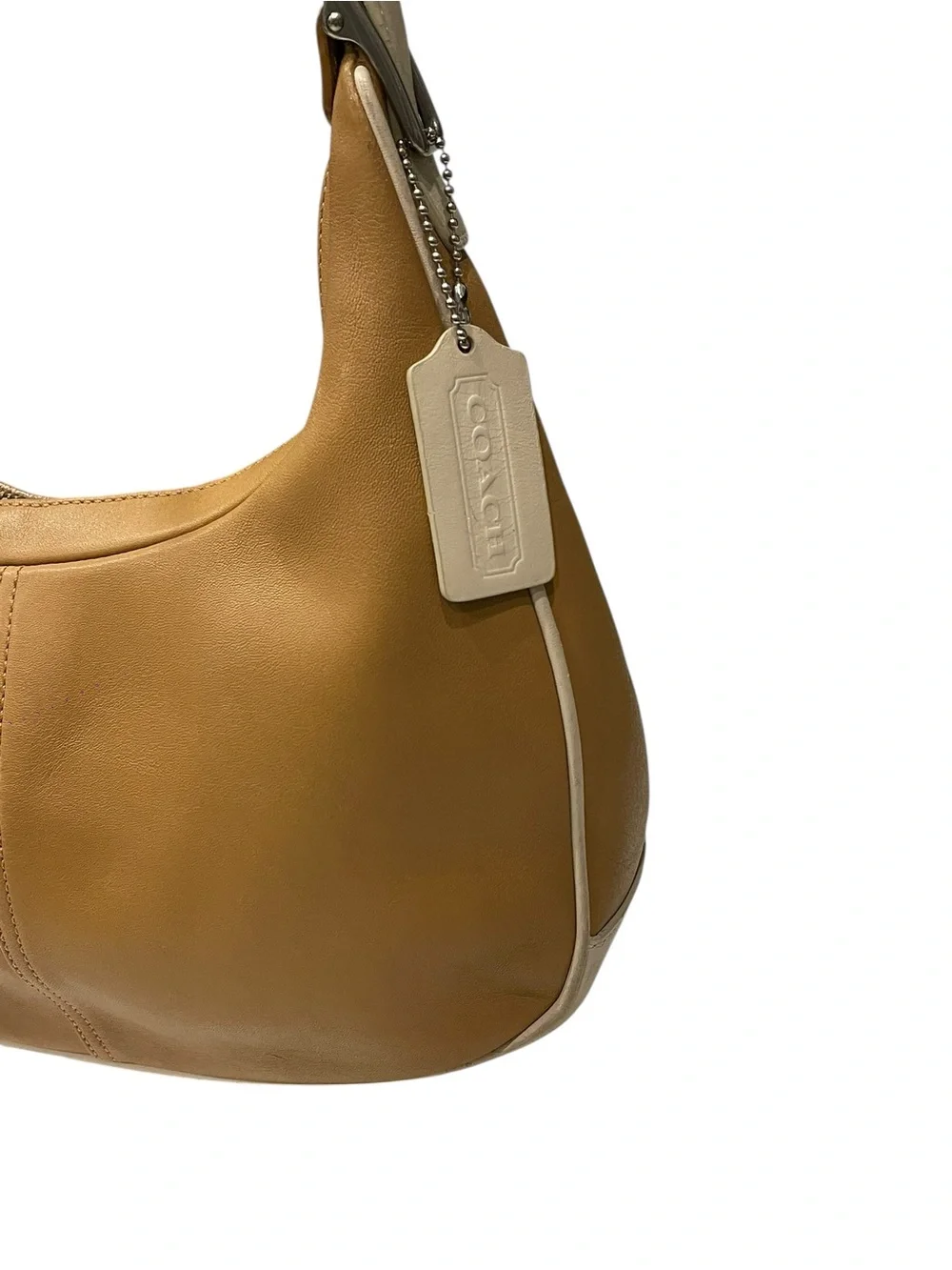 COACH Y2K Ergo 9591 One Shoulder Genuine Leather Bicolor Beige White Bag